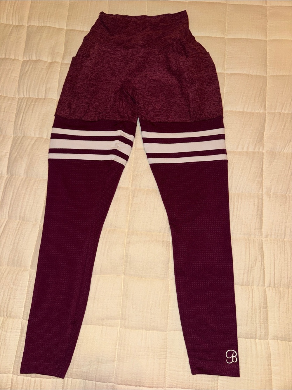 Bombshell Sportswear burgundy mesh stripe Leggings